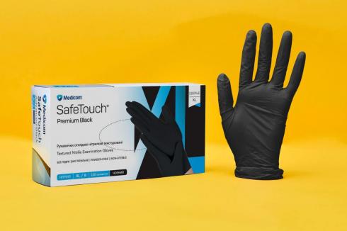 Перчатки Нитриловые Medicom Advanced SafeTouch Black Без пудры Черные 5 г / Ящик S