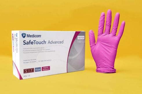 Перчатки Нитриловые Medicom SafeTouch Advanced Magenta Без Пудры  Манжента 3.5 г / Ящик